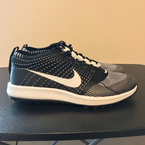 NEW Nike Flyknit Racer Golf Black White - Picture 5 of 8